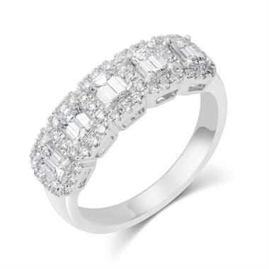 Odyssey 18ct White Gold Emerald Cut and Round Diamond Dress Ring 1.40ct thumbnail