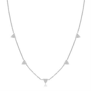 18ct White Gold Diamond Station Necklace 0.17ct thumbnail