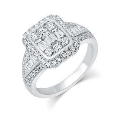 Odyssey 18ct White Gold Illusion Detail Diamond Cluster Dress Ring 1.60ct thumbnail