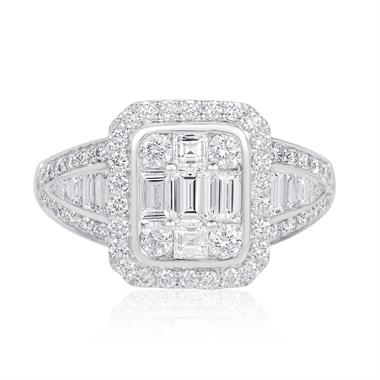 Odyssey 18ct White Gold Illusion Detail Diamond Cluster Dress Ring 1.60ct thumbnail