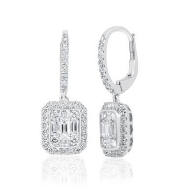 Odyssey 18ct White Gold Diamond Cluster Drop Earrings 1.60ct thumbnail