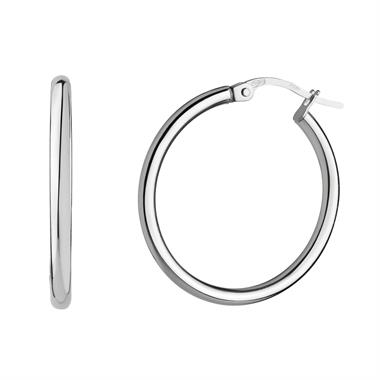 18ct White Gold Hoop Earrings 34mm thumbnail