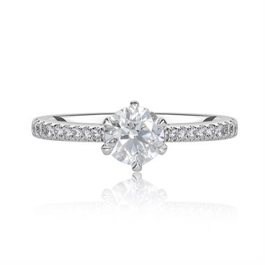 Platinum Six Claw Round Diamond Solitaire Ring 0.96ct thumbnail