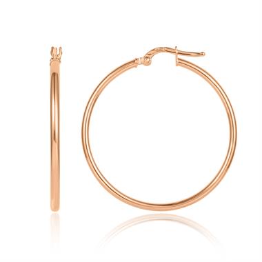 18ct Rose Gold Hoop Earrings 34mm thumbnail