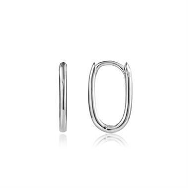 18ct White Gold Oblong Hoop Earrings thumbnail