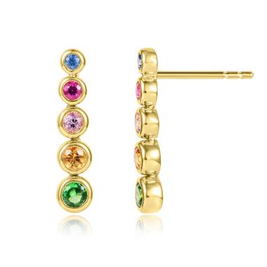 Samba 18ct Yellow Gold Rainbow Sapphire Drop Earrings thumbnail