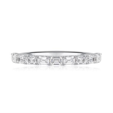 Platinum Emerald Cut Diamond Half Eternity Ring thumbnail