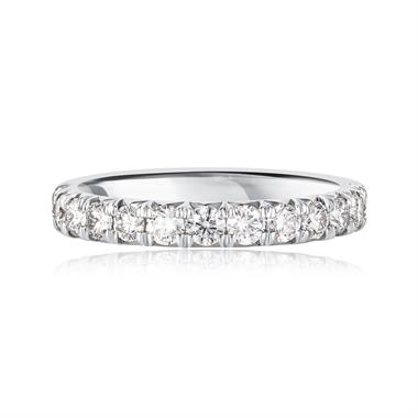 Platinum French Pave Set Diamond Half Eternity Ring 0.75ct  thumbnail