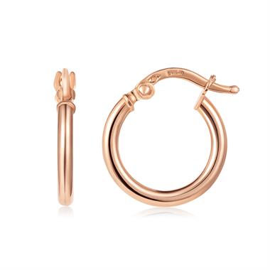 18ct Rose Gold Hoop Earrings 14mm thumbnail