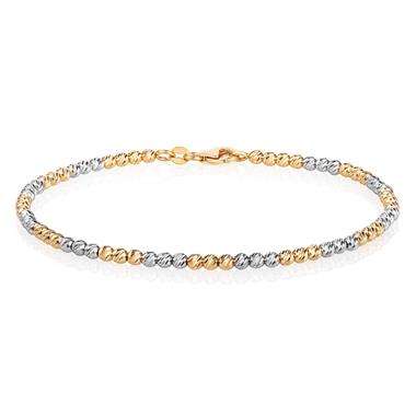 18ct Two Colour Gold Faceted Bead Detail Bracelet  thumbnail