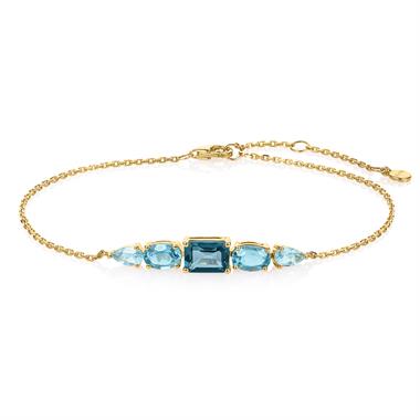 Bonbon 18ct Yellow Gold Blue Topaz Bracelet thumbnail