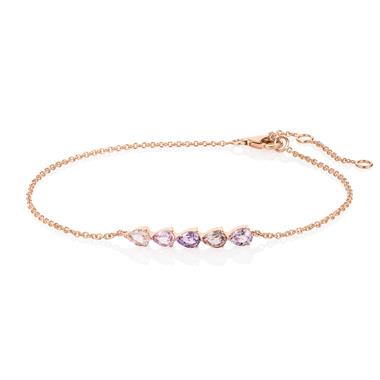Petal 18ct Rose Gold Pastel Pear Sapphire Bracelet thumbnail