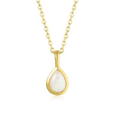 18ct Yellow Gold Pear Opal Pendant thumbnail