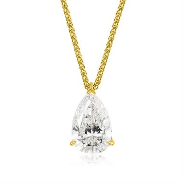 18ct Yellow Gold Pear Diamond Solitaire Necklace 3.73ct thumbnail