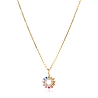 Samba 18ct Yellow Gold Rainbow Sapphire and Diamond Circle Pendant thumbnail