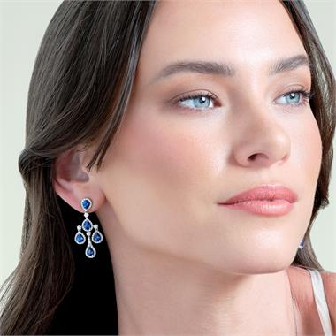 18ct White Gold Sapphire and Diamond Chandelier Earrings thumbnail