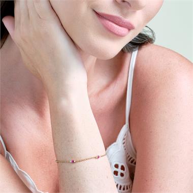 18ct Yellow Gold Ruby and Diamond Station Bracelet thumbnail