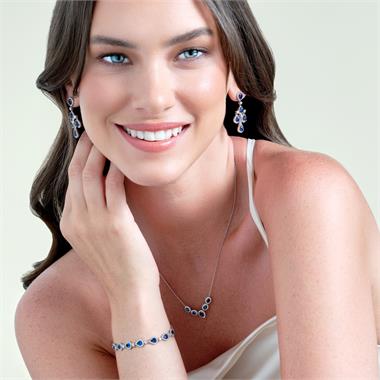 18ct White Gold Pear Sapphire and Diamond Bracelet thumbnail
