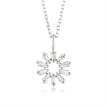 18ct White Gold Baguette Diamond Necklace 0.16ct thumbnail