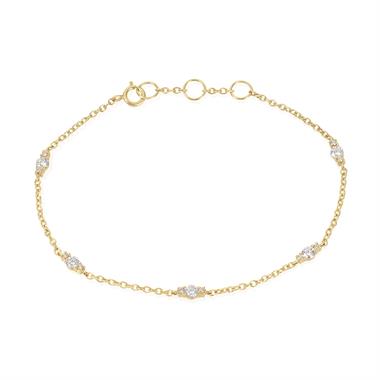18ct Yellow Gold Diamond Station Bracelet thumbnail