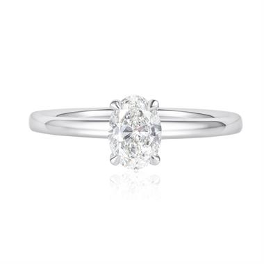 Platinum Oval Cut Diamond Solitaire Engagement Ring 0.70ct thumbnail