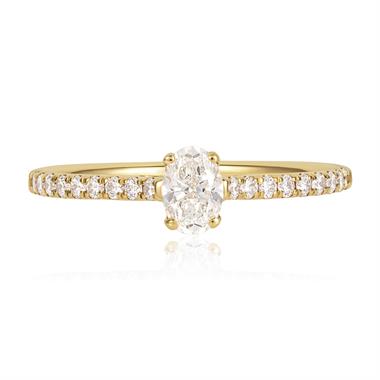 18ct Yellow Gold Oval Cut Diamond Solitaire Engagement Ring 0.33ct thumbnail