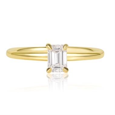 18ct Yellow Gold Emerald Cut Diamond Solitaire Engagement Ring 0.50ct thumbnail