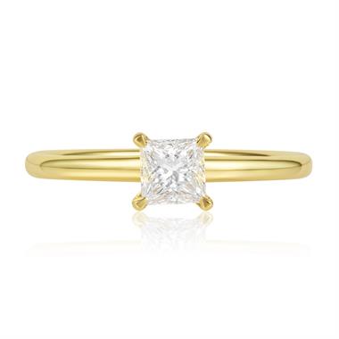 18ct Yellow Gold Princess Cut Diamond Solitaire Engagement Ring 0.50ct  thumbnail