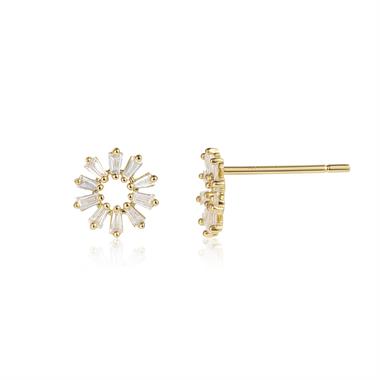 18ct Yellow Gold Baguette Cut Diamond Stud Earrings 0.28ct thumbnail