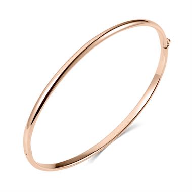 18ct Rose Gold Plain Oval Bangle thumbnail