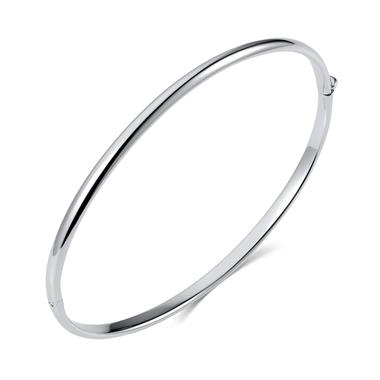 18ct White Gold Plain Oval Bangle thumbnail