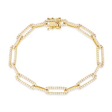 18ct Yellow Gold Diamond Paperlink Bracelet thumbnail