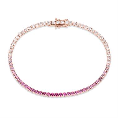 Bonbon 18ct Rose Gold Ombre Pink Sapphire and Diamond Bracelet thumbnail