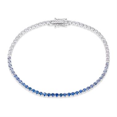 Bonbon 18ct White Gold Ombre Blue Sapphire and Diamond Bracelet thumbnail
