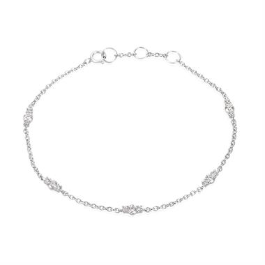18ct White Gold Diamond Station Bracelet thumbnail