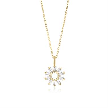 18ct Yellow Gold Baguette Diamond Necklace 0.16ct thumbnail