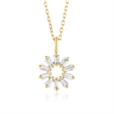 18ct Yellow Gold Baguette Diamond Necklace 0.16ct thumbnail