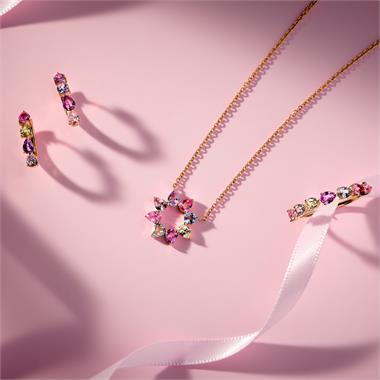 Petal 18ct Rose Gold Pastel Pear Sapphire Flower Necklace thumbnail