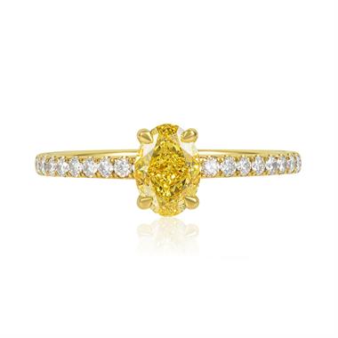 18ct Yellow Gold Fancy Intense Yellow Diamond Engagement Ring 0.90ct thumbnail