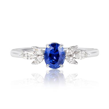 Platinum Sapphire and Diamond Engagement Ring 0.90ct thumbnail