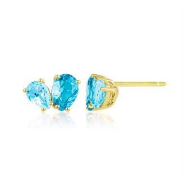 Toi Et Moi 18ct Yellow Gold Blue Topaz Earrings thumbnail
