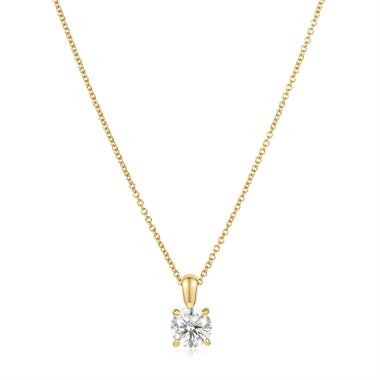 18ct Yellow Gold Classic Diamond Solitaire Pendant 1.00ct thumbnail