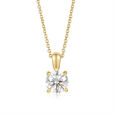 18ct Yellow Gold Classic Diamond Solitaire Pendant 1.00ct thumbnail