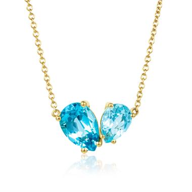Toi Et Moi 18ct Yellow Gold Blue Topaz Necklace thumbnail