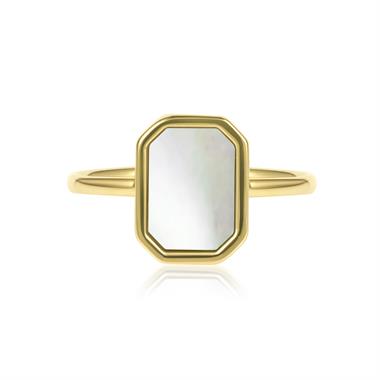 Nova 18ct Yellow Gold Octagon Mother of Pearl Ring  thumbnail