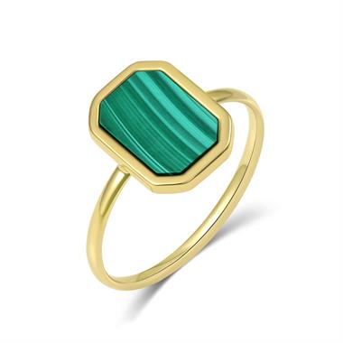Nova 18ct Yellow Gold Octagon Malachite Ring  thumbnail