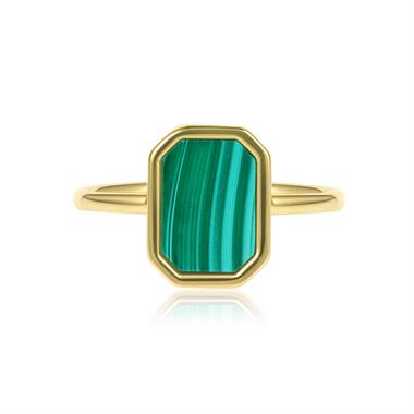 Nova 18ct Yellow Gold Octagon Malachite Ring  thumbnail