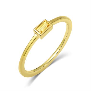 18ct Yellow Gold Baguette Cut Yellow Sapphire Dress Ring thumbnail