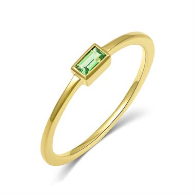 18ct Yellow Gold Baguette Cut Tsavorite Dress Ring thumbnail