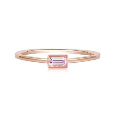 18ct Rose Gold Baguette Cut Pink Sapphire Dress Ring thumbnail